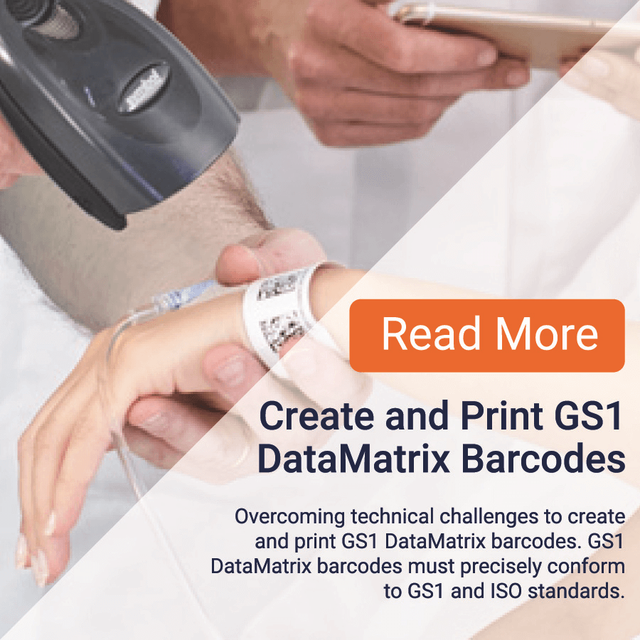 Create and print GS1 DataMatrix barcodes