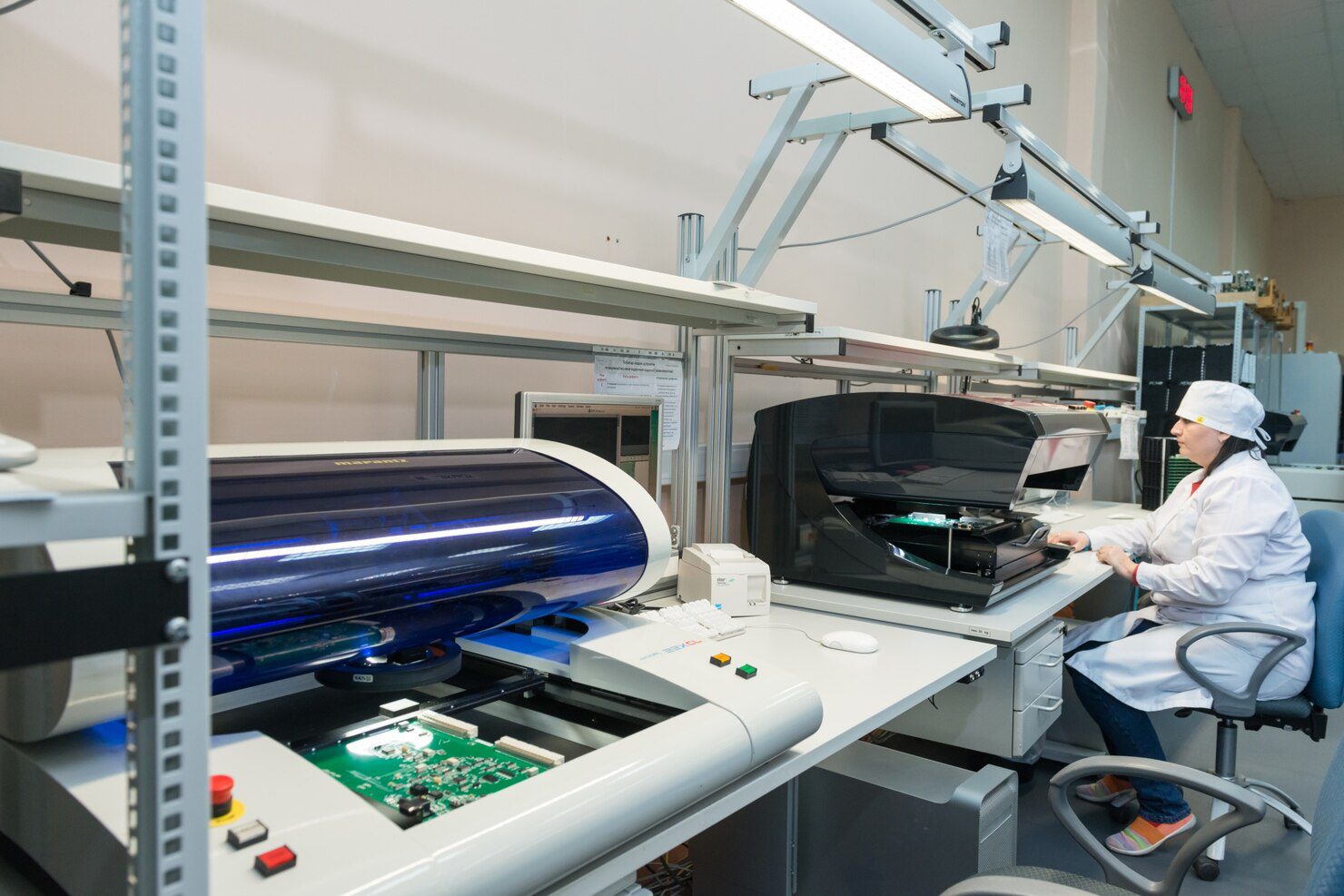 Automated inspection equipment in an electronics production lab