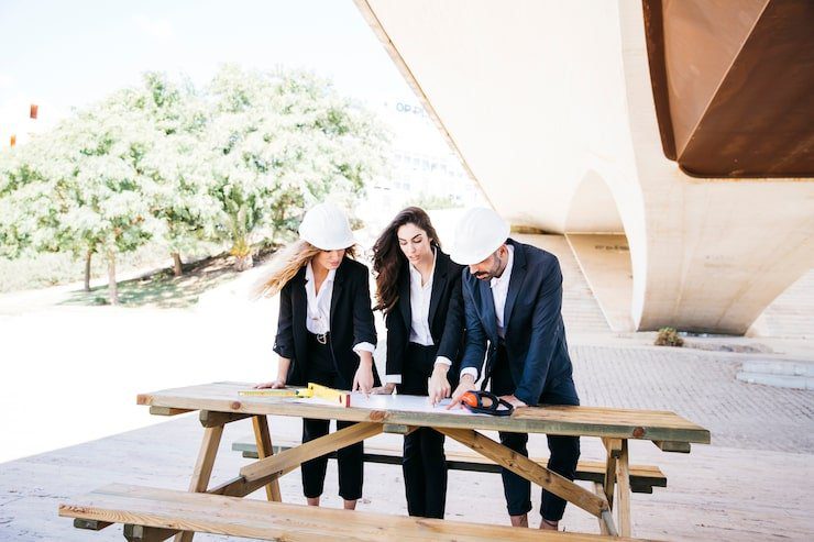 Three architects planning something