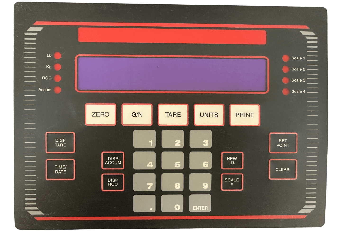 Custom printed control panel overlay for an industrial scale