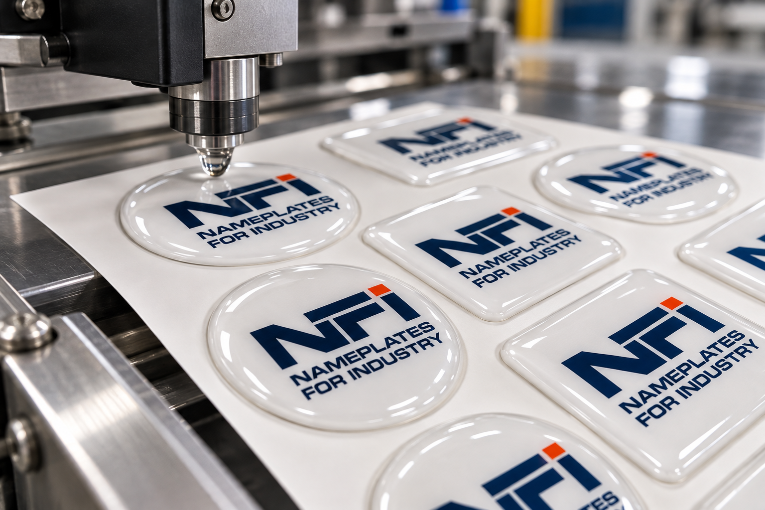 Glossy NFI Industrial Domed Labels